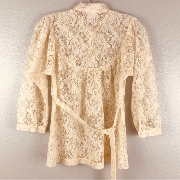 Lux Lace Mock Neck Vintage Style Top - Picture 2 of 6
